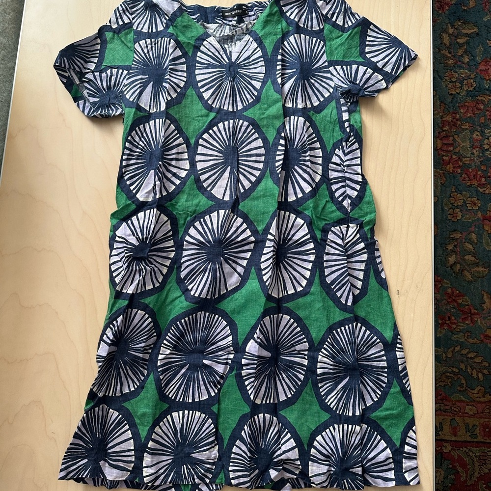 Marimekko Green and Black Patterned Dress
